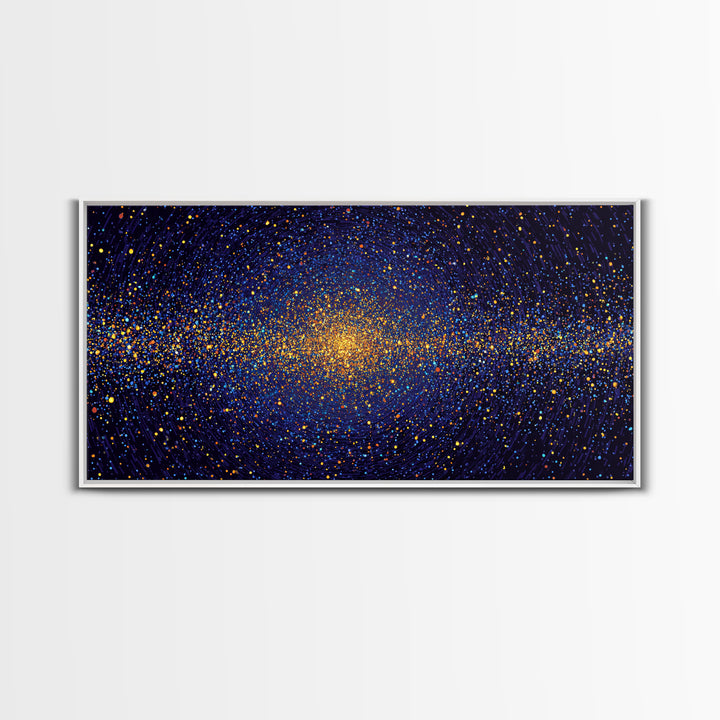 Golden Galaxy Vortex Of Stars Canvas Print, Abstract Space Wall Art, Mid Century Modern Decor, Cosmic Poster Print, Home Office Decor