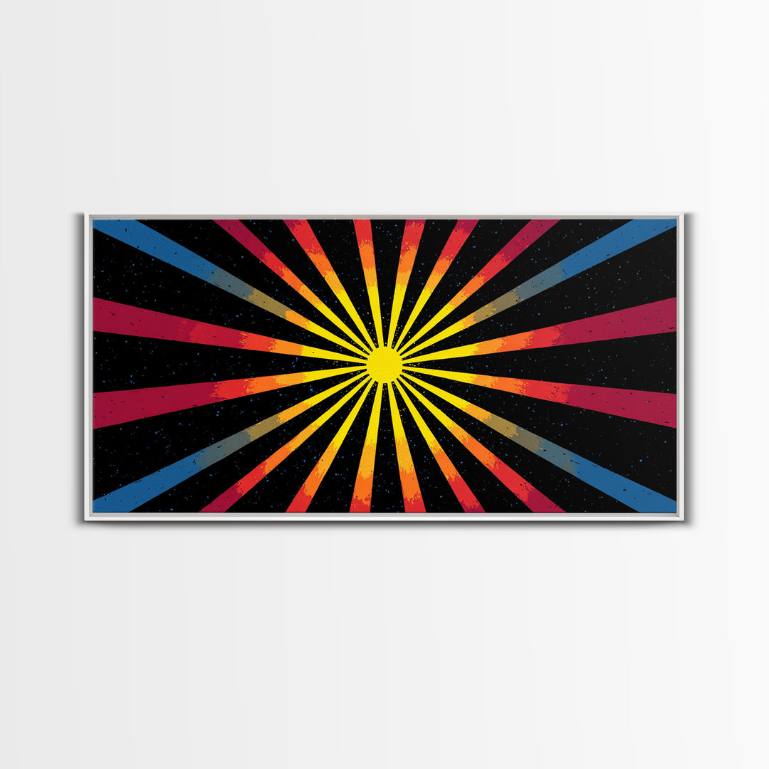 Cosmic Sunburst Wall Art, Black Starry Ray Poster, Retro Atomic Midcentury Modern Decor, Bold Geometric Space Print, MCM