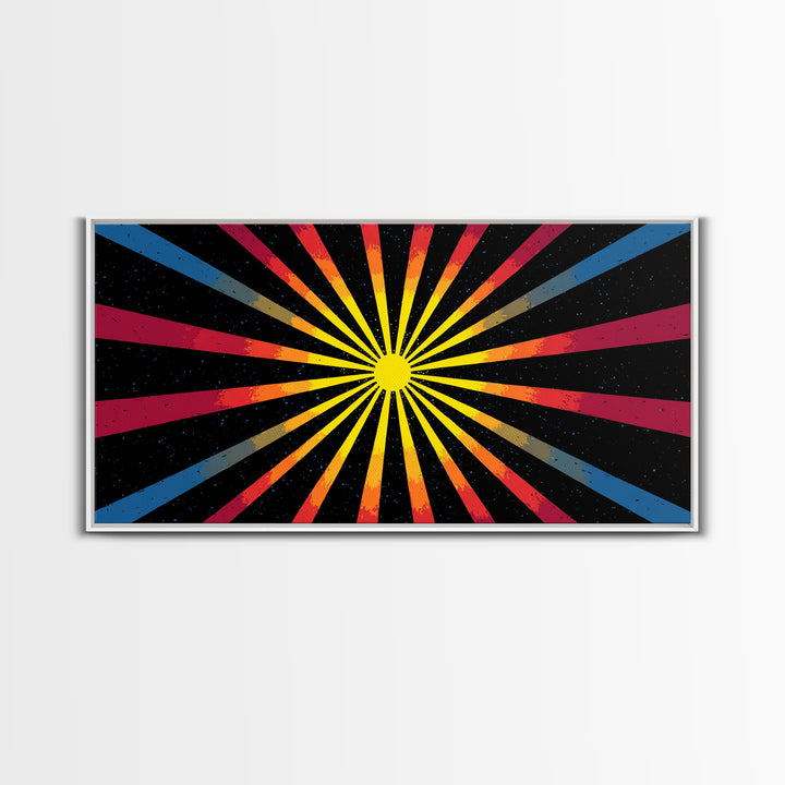 Cosmic Sunburst Wall Art, Black Starry Ray Poster, Retro Atomic Midcentury Modern Decor, Bold Geometric Space Print, MCM