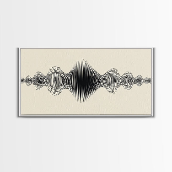 Cream And Black Audio Waveform Wall Art, Minimal Sound Wave Print, Scandinavian Modern Decor, Music Studio Office Wall Decor