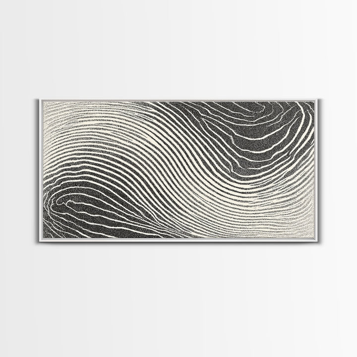 Black White Wavy Topographic Abstract Wall Art, Modern Geometric Line Print, Minimalist Decor, Office Or Bedroom Canvas Print