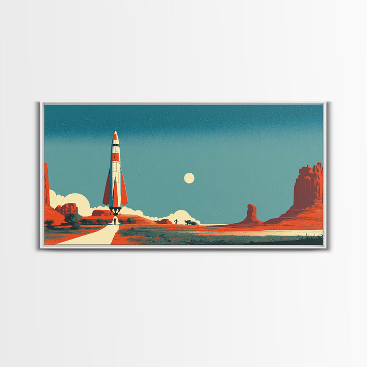 Monument Valley Rocket Lift Off Wall Art, Midcentury Modern Desert Poster, Retro Space Age Print, Southwestern Home Decor