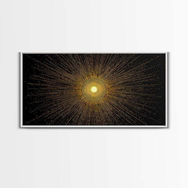 Golden Radiant Starburst Sun Wall Art, Midcentury Modern Abstract Poster, Atomic Geometric Print, Celestial Home Decor Gift