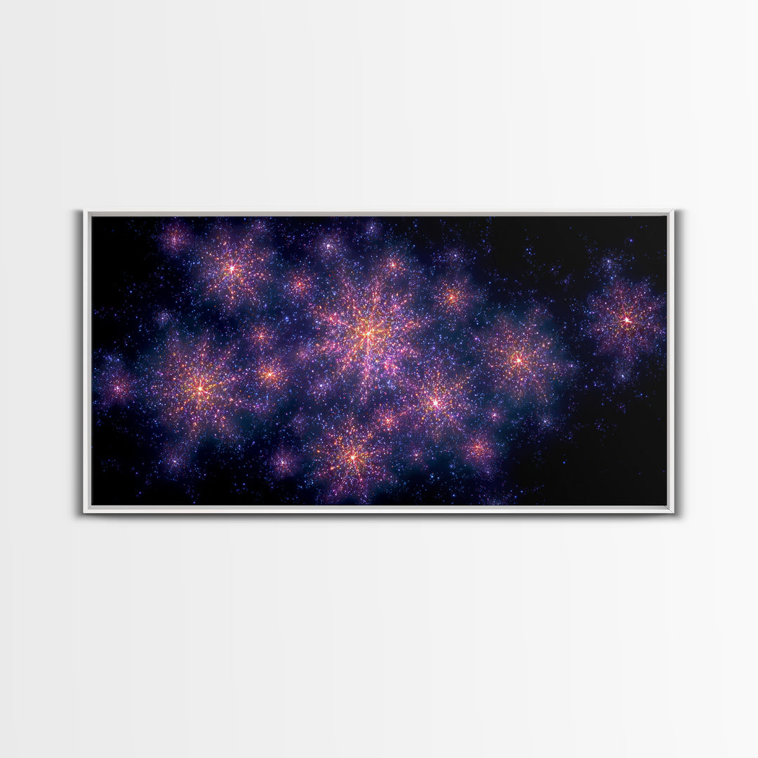 Purple Pink Starfield Galaxy Wall Art, Cosmic Retro Poster, Space Abstract Art, Modern Bedroom Decor, Dreamy Nebula Print