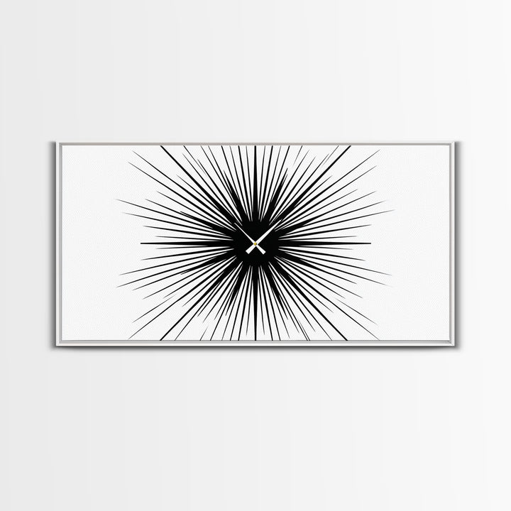 Black White Exploding Starburst Wall Art, Modern Abstract Art, Minimalist Geometric Poster, Op Art Print, Office Wall Decor