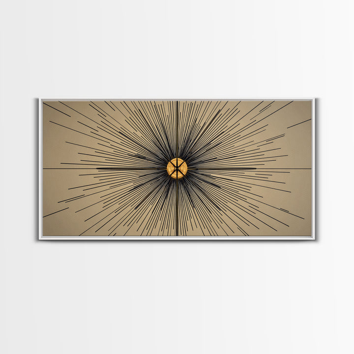 Tan Black Radial Starburst Wall Art, Mid Century Modern Decor, Atomic Geometric Poster, Minimalist Abstract Office Print