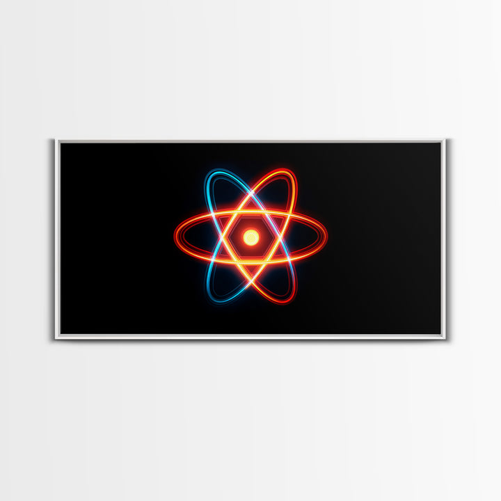 Neon Atomic Symbol Wall Art, Mid Century Modern Decor, Retro Sci Fi Poster, Colorful Space Age Abstract Office Digital Print