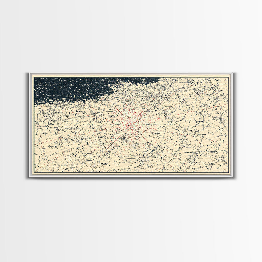 Cream Celestial Star Chart Wall Art, Minimal Astronomy Map, Peach Horizon Poster, Neutral Space Print, Modern Home Decor
