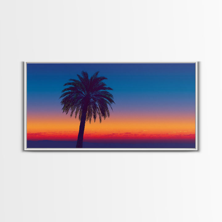 Silhouetted Palm Sunset Wall Art, Retro Tropical Landscape Print, Midcentury Modern Decor, Palm Springs Poster, Coastal Home Decor
