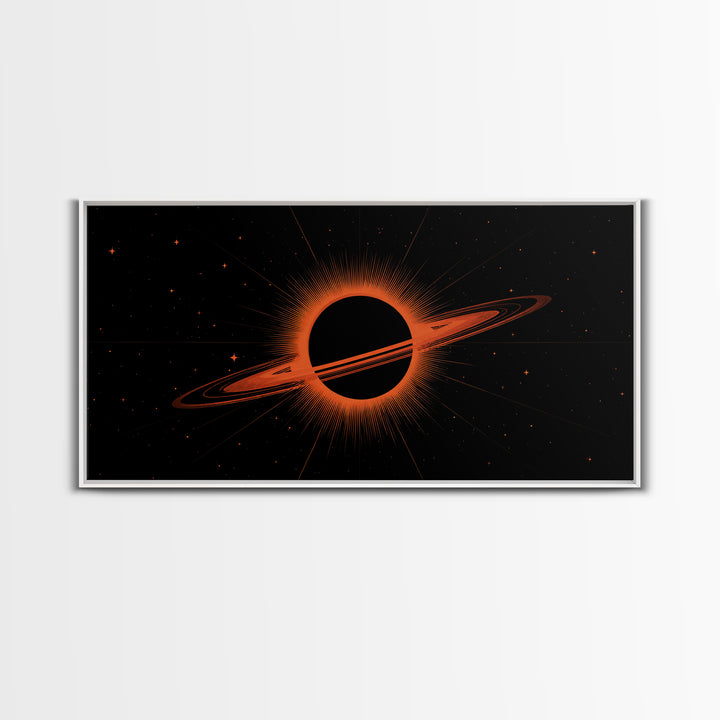 Orange Black Hole Eclipse Wall Art, Cosmic Retro Sci Fi Print, Midcentury Modern Space Poster, Atomic Starfield Home Decor