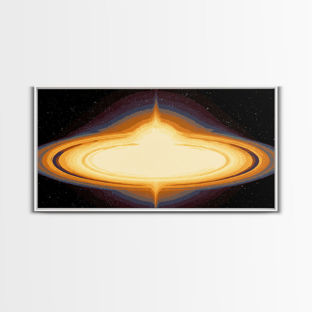 Luminous Accretion Disk Canvas Print, Black Hole Space Art, Cosmic Retro Poster, Modern Abstract Wall Art, Sci Fi Decor Gift