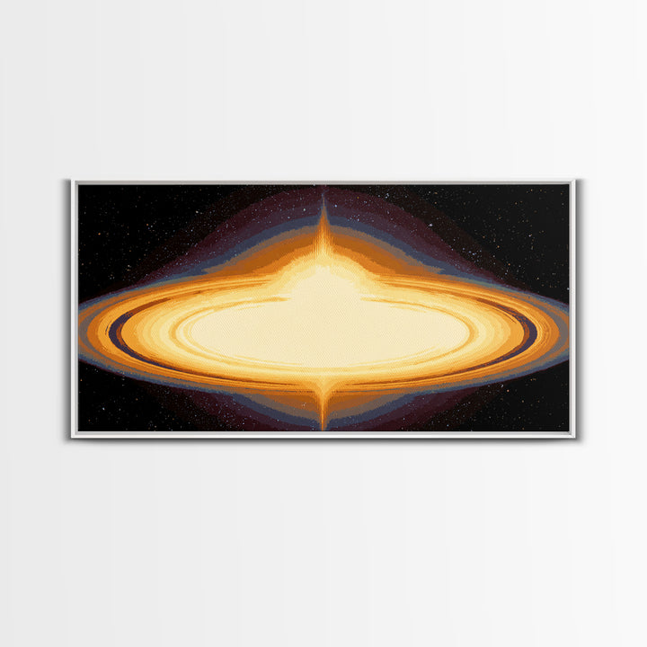 Luminous Accretion Disk Canvas Print, Black Hole Space Art, Cosmic Retro Poster, Modern Abstract Wall Art, Sci Fi Decor Gift
