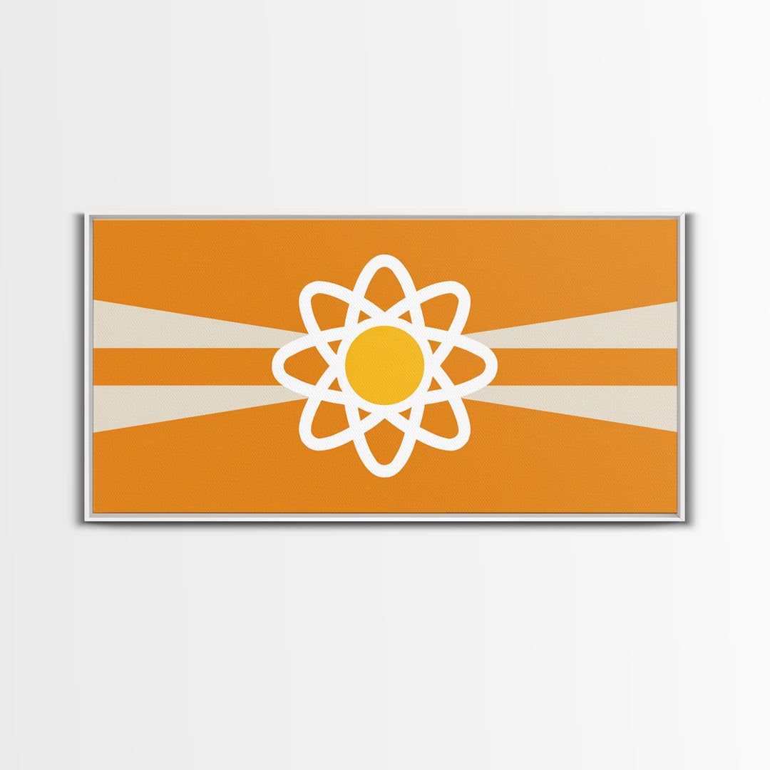 Orange Atomic Sunburst Wall Art, Mid Century Modern Atom Poster, Retro Science Decor, MCM Wall Decor, Modern Art Print Gift