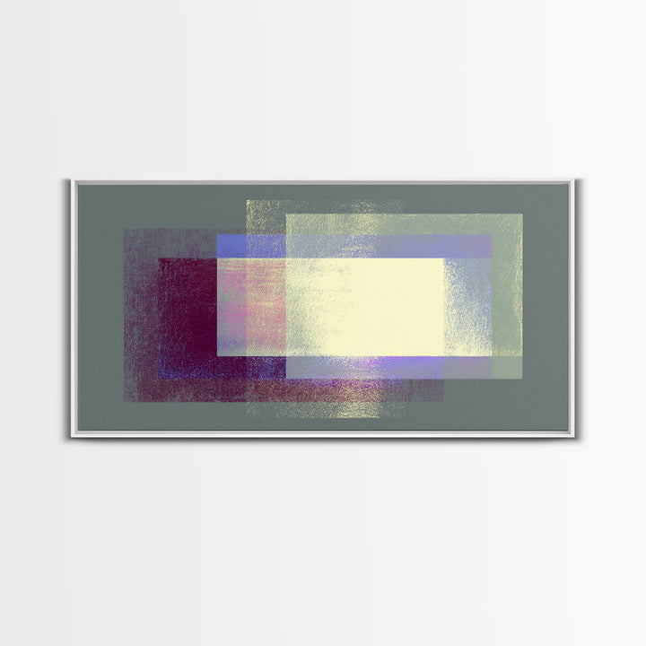 Soft Gray Magenta Geometric Rectangles Wall Art, Midcentury Modern Abstract Print, MCM Home Decor, Minimalist Office Decor
