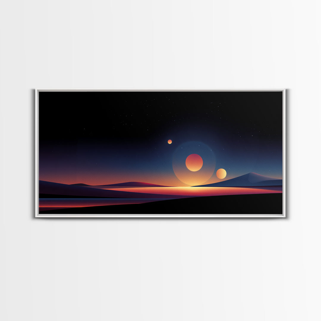 Minimal Planet Desert Sunset Wall Art, Midcentury Modern Art Print, Retro Travel Poster, Scenic Landscape Home Office Decor