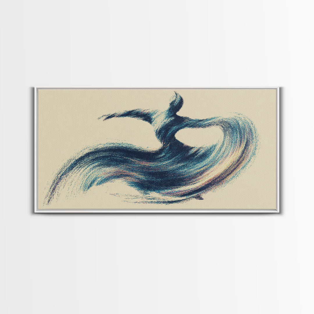Abstract Blue Surfer Wave Motion Wall Art, Modern Abstract Art Print, Coastal Minimalist Poster, Yoga Studio Decor Gift Idea