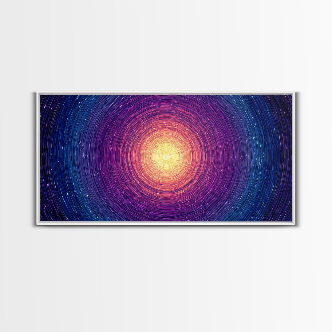 Radiant Magenta Blue Spiral Sun Wall Art, Cosmic Abstract Canvas, Modern Wall Decor, Vibrant Space Print For Living Room