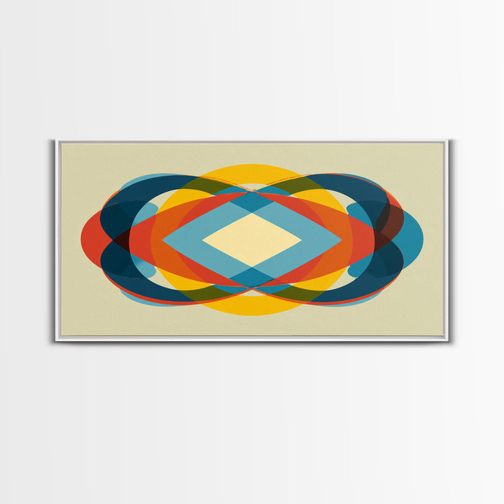 Colorful Overlapping Ellipse Abstract Wall Art, Midcentury Modern Geometric Print, Retro MCM Decor, Bold Living Room Art