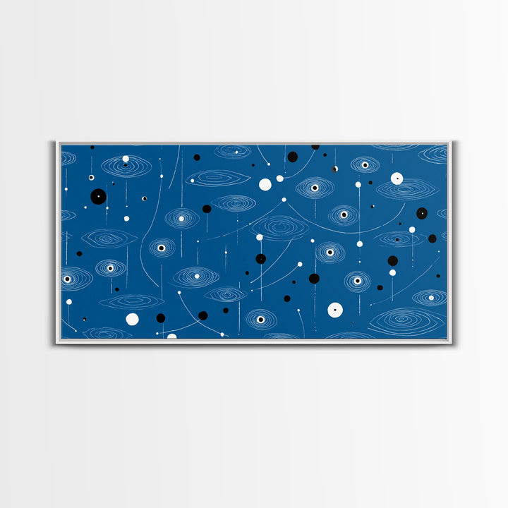 Blue Atomic Space Pattern Wall Art, Midcentury Modern Abstract Art, Retro Sci Fi Poster, Cosmic Modern Home Decor, MCM Wall Decor