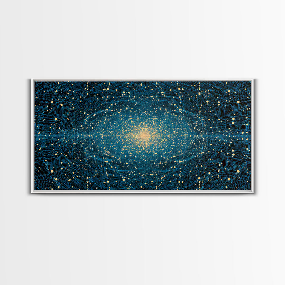 Golden Galaxy Core Stellar Space Wall Art, Midcentury Modern Abstract Art, Dark Cosmic Poster, Modern Home Decor, MCM Print