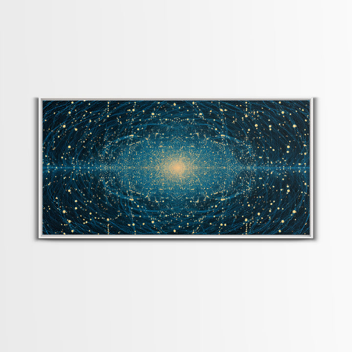 Golden Galaxy Core Stellar Space Wall Art, Midcentury Modern Abstract Art, Dark Cosmic Poster, Modern Home Decor, MCM Print