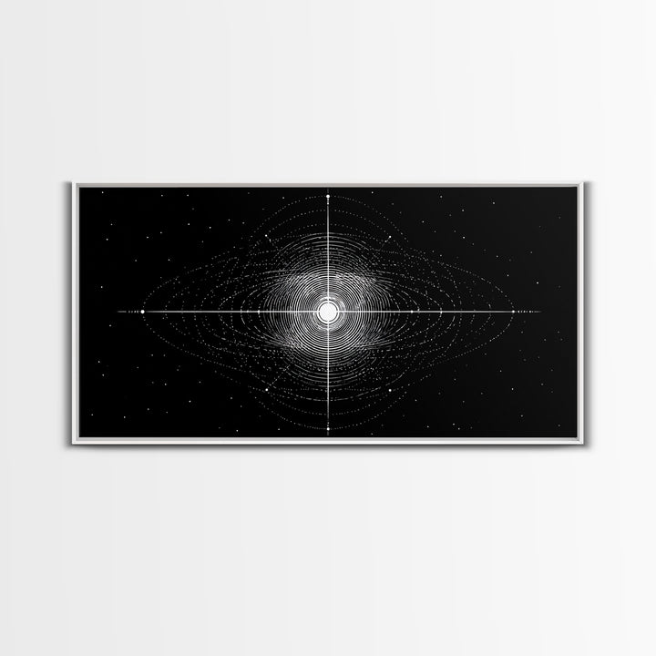 Black White Central Star Field Wall Art, Midcentury Modern Abstract Art, Cosmic Space Poster, Minimalist Home Decor, MCM Print
