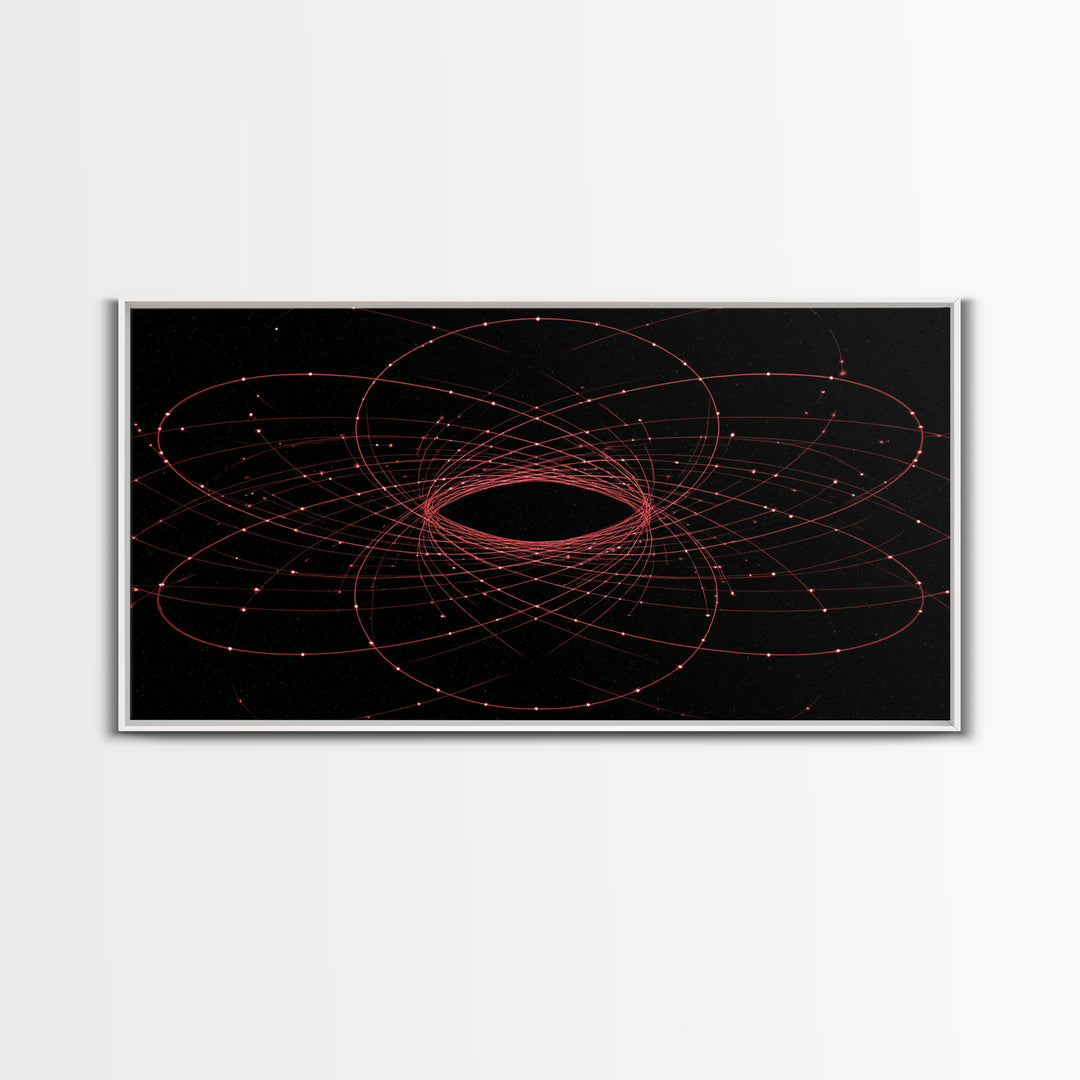 Red Orbital Black Hole Starfield Wall Art, Space Abstract Art, Modern Geometric Art Print, Sci Fi Decor For Home Office Gift