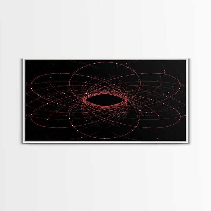 Red Orbital Black Hole Starfield Wall Art, Space Abstract Art, Modern Geometric Art Print, Sci Fi Decor For Home Office Gift