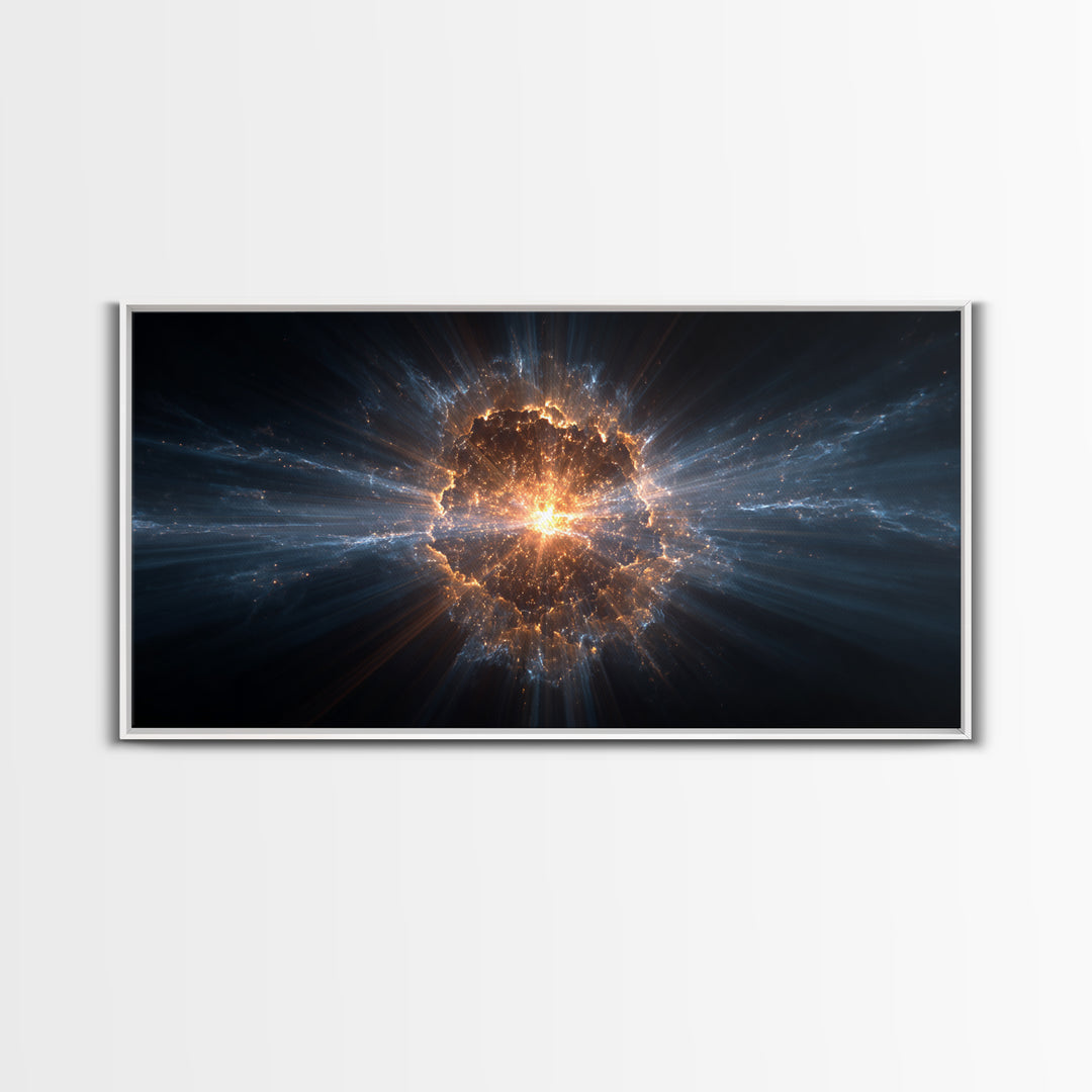 Glowing Cosmic Explosion In Deep Space Wall Art, Modern Abstract Art Print, Sci Fi Wall Decor, Digital Art For Home Office