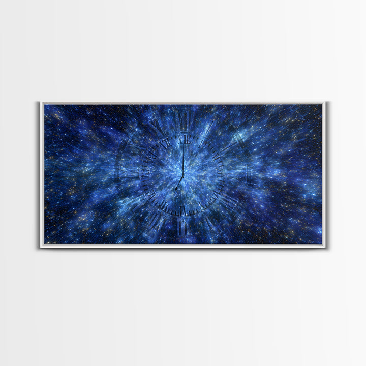 Blue Starfield Time Portal Wall Art, Modern Abstract Art, Space Poster, Digital Art Print, Galaxy Clock Decor, Home Office Art