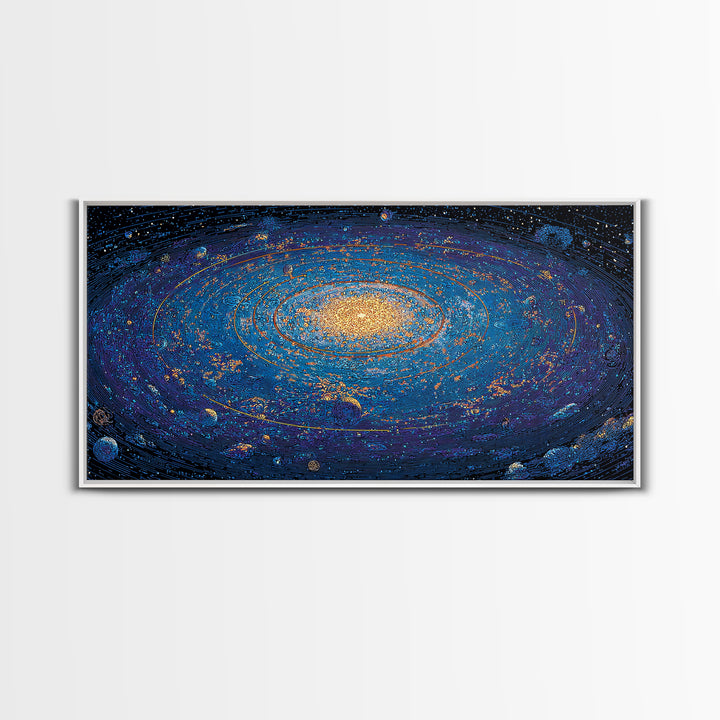 Electric Blue Galactic Spiral Wall Art, Modern Abstract Art, Space Poster, Cosmic Home Office Decor, Large Canvas Print Decor