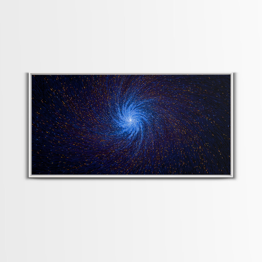 Blue Spiral Vortex Wall Art, Particle Galaxy Abstract, Modern Art Print, Cosmic Space Poster, Large Sci Fi Home Office Decor