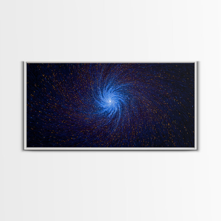 Blue Spiral Vortex Wall Art, Particle Galaxy Abstract, Modern Art Print, Cosmic Space Poster, Large Sci Fi Home Office Decor