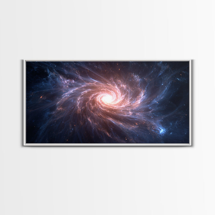 Pink Blue Spiral Galaxy Canvas Print, Cosmic Nebula Wall Art, Modern Abstract Space Poster, Bedroom Decor, Starry Gift Idea