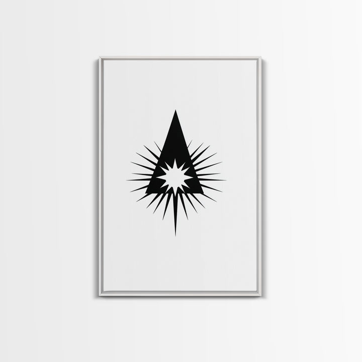 Black Triangle Starburst Wall Art, Minimal Atomic Geometry, Mid Century Modern Decor, Bold Geometric Poster Print, Scandinavian Art