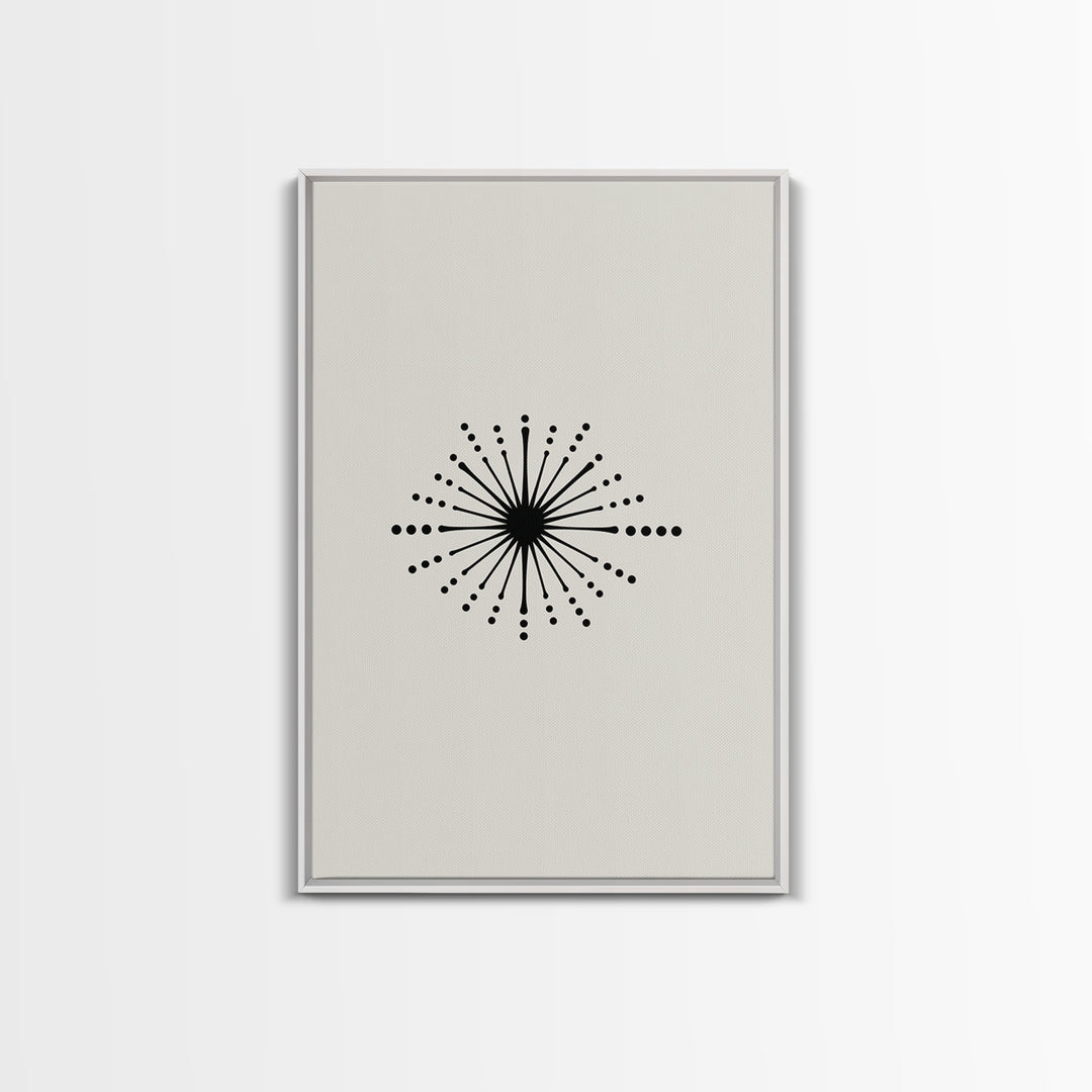 Cream Atomic Burst Canvas Print, Mid Century Modern Abstract Art, Retro Geometric Poster, Minimalist MCM Wall Decor For Office