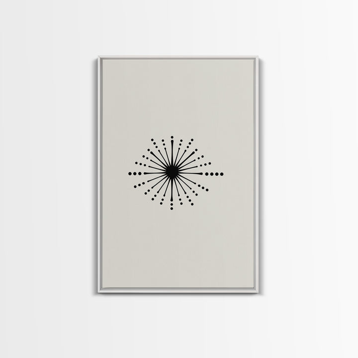 Cream Atomic Burst Canvas Print, Mid Century Modern Abstract Art, Retro Geometric Poster, Minimalist MCM Wall Decor For Office