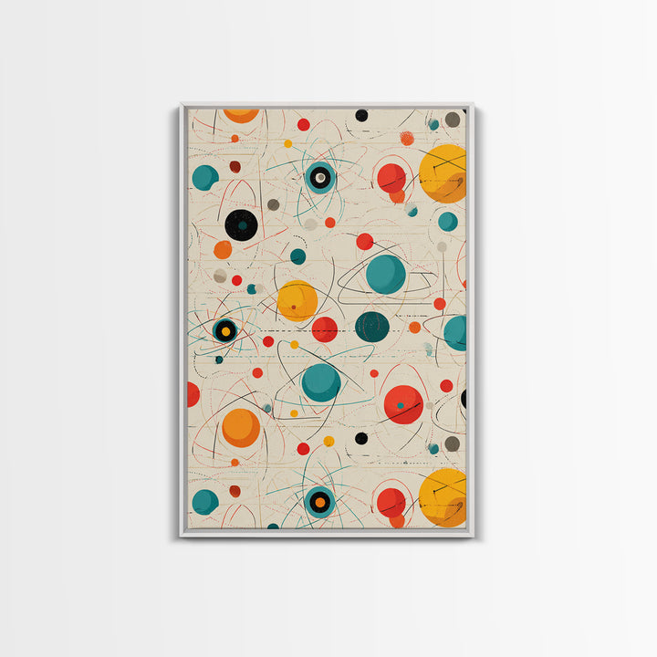 Atomic Teal Orange Planets And Orbit Lines Wall Art, Midcentury Modern Art, Retro Abstract Print, MCM Wall Decor, Modern Home Decor Gift