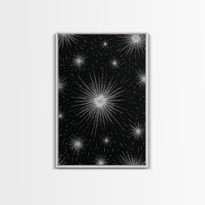 Black And White Atomic Starburst Wall Art, Midcentury Modern Art, Retro Abstract Poster, Minimalist Wall Decor, MCM Gift