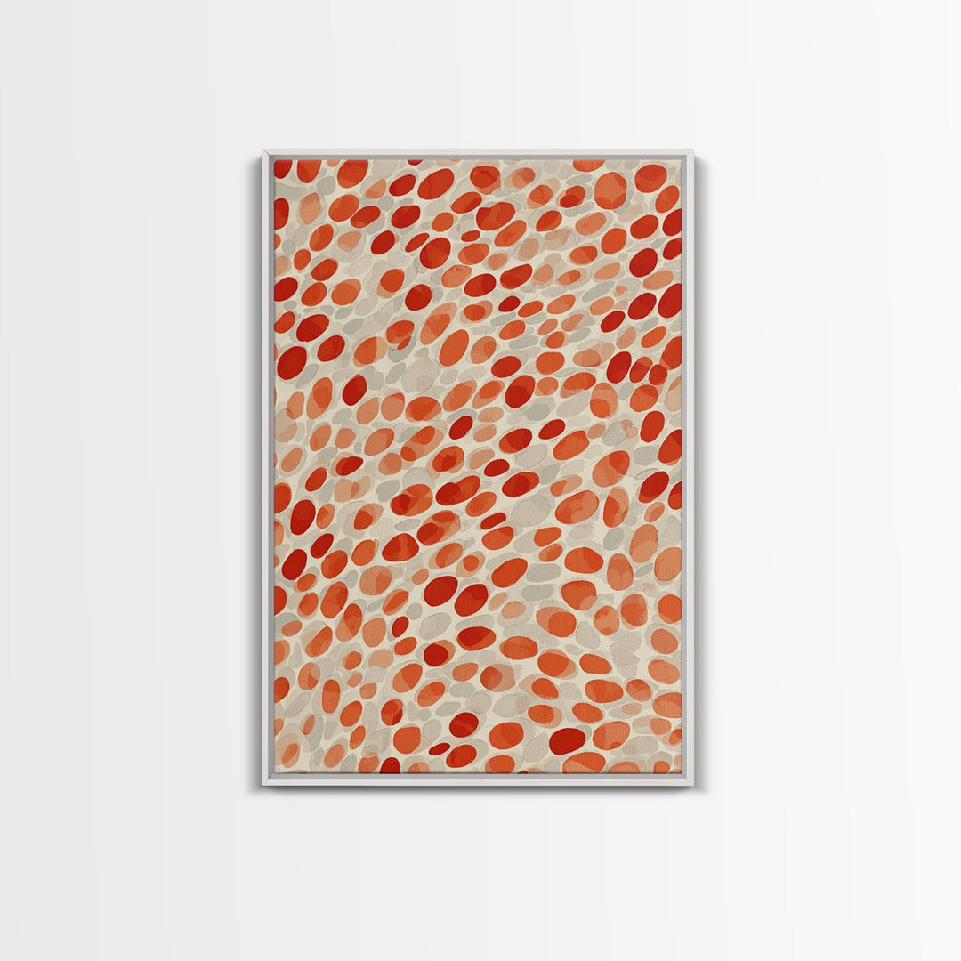 Orange Red Pebble Pattern Wall Art, Midcentury Modern Print, Retro Abstract Decor, Warm Geometric Art For Kitchen Decor Gift