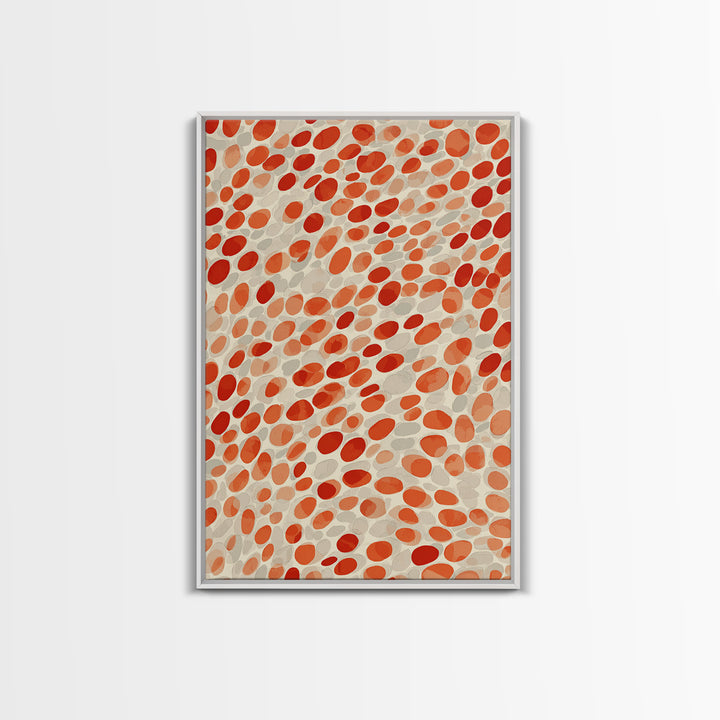 Orange Red Pebble Pattern Wall Art, Midcentury Modern Print, Retro Abstract Decor, Warm Geometric Art For Kitchen Decor Gift