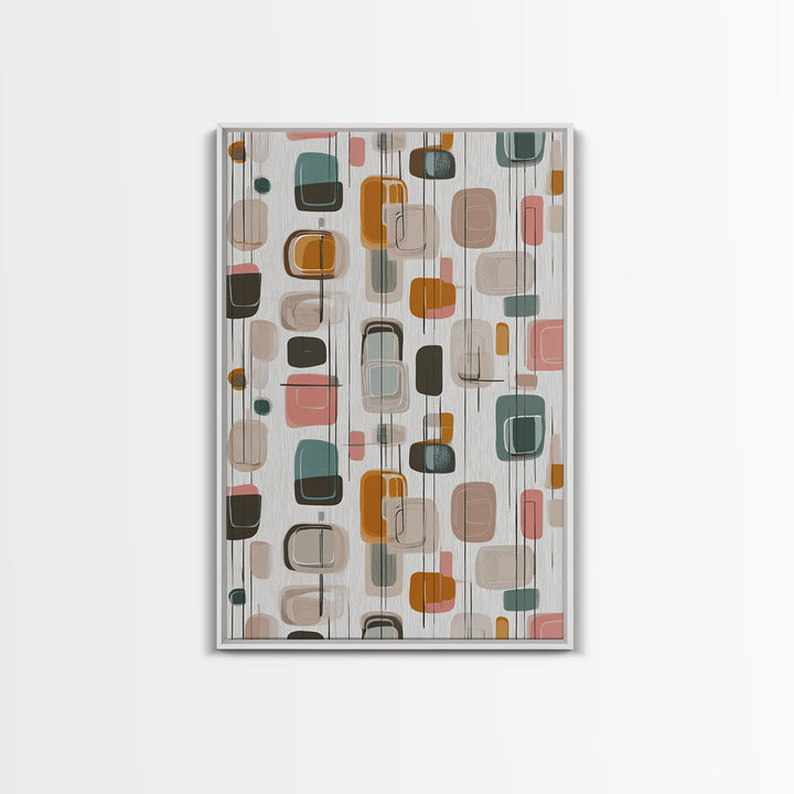 Muted Rounded Rectangle Pattern Wall Art, Midcentury Modern Abstract Poster, Scandinavian Decor, Geometric Home Art Print