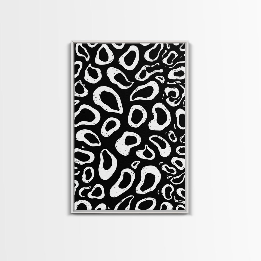 Black And White Organic Pebble Pattern Wall Art, Minimalist Abstract Poster, Retro Modern Decor, Bold Shape Art Print Gift