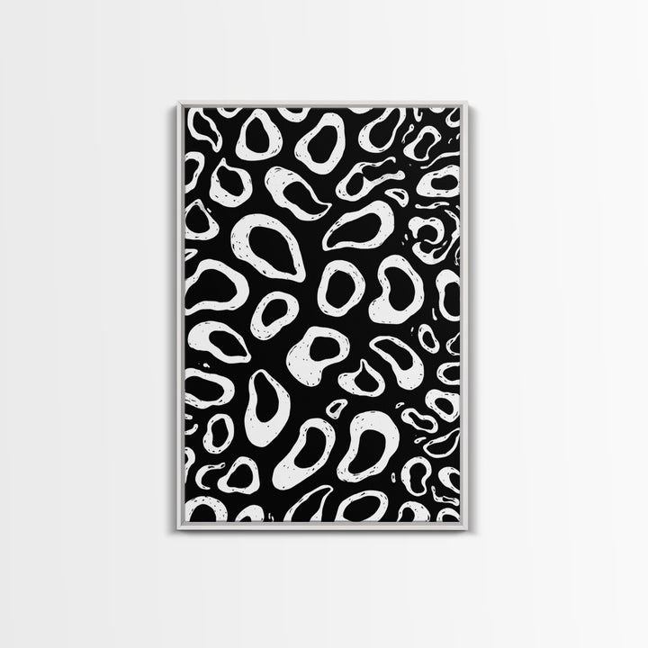 Black And White Organic Pebble Pattern Wall Art, Minimalist Abstract Poster, Retro Modern Decor, Bold Shape Art Print Gift