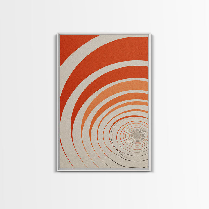 Orange Cream Spiral Tunnel Canvas Print, Op Art Wall Decor, Midcentury Modern Abstract Art, Retro Geometric Poster Print