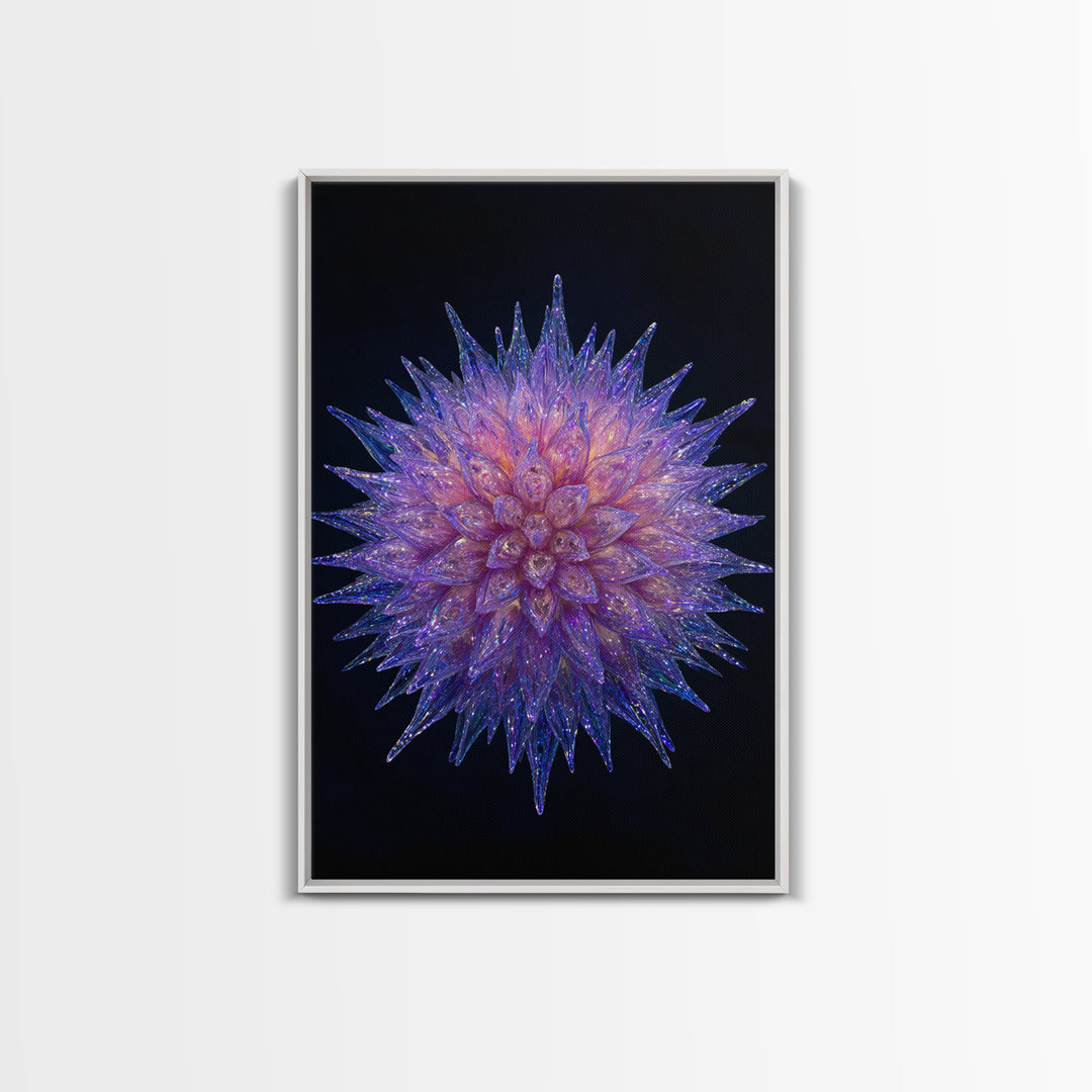 Purple Crystal Spiky Flower Wall Art, Modern Abstract Art, Colorful Wall Art, Unique Art Print, Vibrant Art Purple, Home Decor