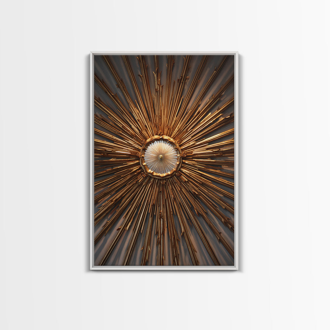Radiant Gold Starburst Clock Canvas Print, Mid Century Modern Art, Atomic Retro Wall Decor, Large Canvas Print, MCM Home Decor