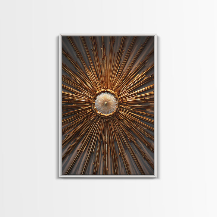 Radiant Gold Starburst Clock Canvas Print, Mid Century Modern Art, Atomic Retro Wall Decor, Large Canvas Print, MCM Home Decor