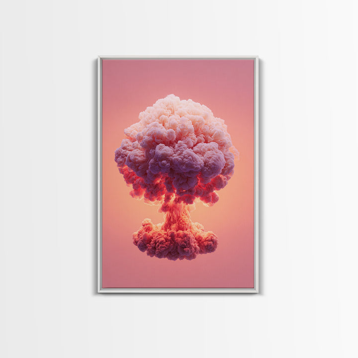 Pink Cotton Candy Mushroom Cloud Canvas Print, Surreal Atomic Pop Art Poster, Vaporwave Wall Decor, Modern Abstract Art Gift