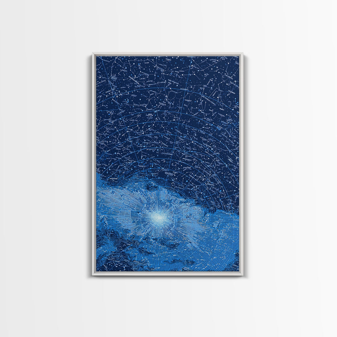 Blue Constellation Star Map Wall Art, Celestial Astronomy Poster, Space Abstract Art, Modern Digital Print, Office Decor